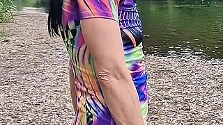 Gaping My Pussy Outdoors and Pissing