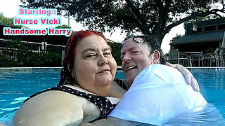 Nurse Vicki and Handsome Harry Are Having Fun Kissing in the Pool!