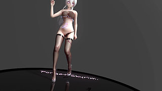[mmd] Haku-wiggle; Erotic Tattoos; Black Stockings; Jeans; Glasses; Lingerie