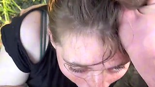 Redheaded girl is going to get throated, there's hair pulling too