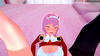 Zero Two gets busy in this full POV anime scene from Darling in the Franxx