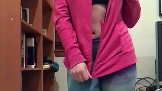Amateur striptease and Solo masturbation
