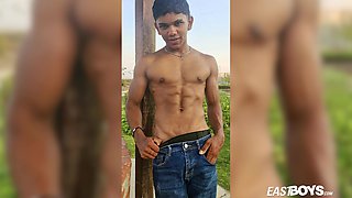 Super cute latino boy with abs and monster dick
