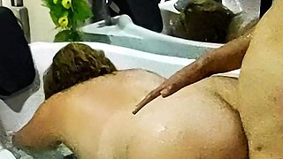 Fucking my 50 year old stepmom in the hot tub