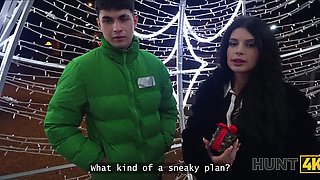 Christmas cuckolding with a girl who looks TOO hot to handle