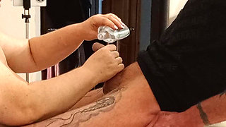 Neighbor Does an Oil Dick Hand Job