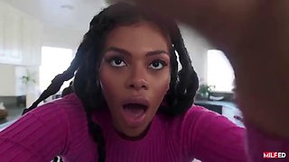 You wont last 5min Hot Ebony Stepmom: Big Tits, Big Ass  Blowjob Porn