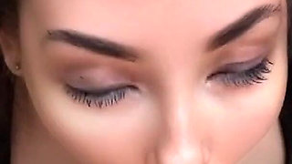My Sweet Girl Gets Cum on Her Face! Blowjob with Red Nails