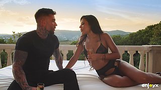 Spanish brunette Andrea Retali fucked outdoors on the villa terrace