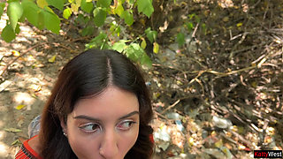 Public Blowjob in the Bushes with Stranger and Crazy Cumwalk Covered in Cum