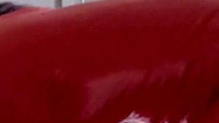 MILF in Latex Catsuit Gives Blowjob and Swallows Cum