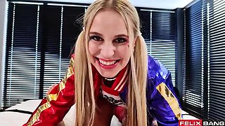 Crazy Stepsister Lola Myluv in Harley Quinn Costume Hogties and Fucks Me Hard for Halloween Punishment - Blonde Teen Creampie POV