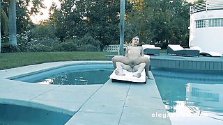 Flexible brunette Anastasia Black nicely fucked on the poolside