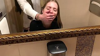Slutty Russian fit babe got fucked in a gym's bathroom in POV