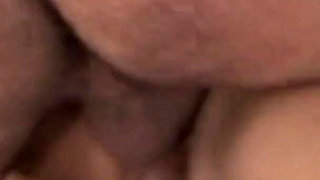Brunette slut with big tits loves hardcore gangbang with anal