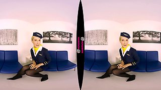 No Knickers Flight - British Blonde Stewardess Strips In The Lounge