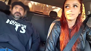 Depraved female driver fucked and filled in the car