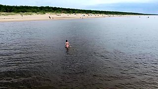 public beach masturbation with a really hot bikini chick