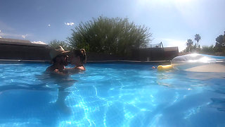 Pregnant Sex in the Pool Outside