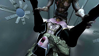 in the toilet of a night club monsters caught Lara and fucked her in the pussy and ass