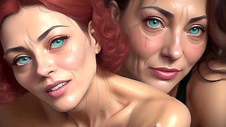 Sexy Redhead Digital Art 3D Animation