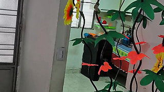 The Cleaning Girl Almost Naked Doing the Toilet