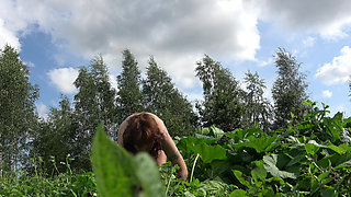 Nudist Garden: Working Naked in the Field