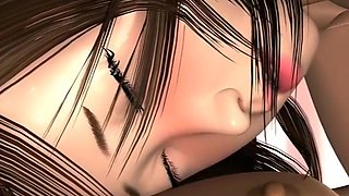 Animated Japanese babe moans like crazy while she gets creampied