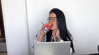 Gassy Secretary Farting, Burping and Smoking at Work
