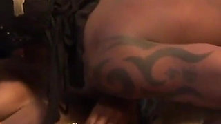 Ebony-skinned BBW Kaylani fucks black cock to enjoy cum.