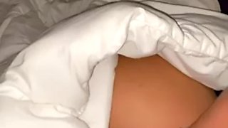 Blonde with big natural tits loves to put a toy in her