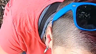 Quick outdoor blowjob at an abandoned house