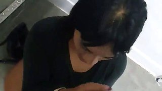 POV chubby milf blowjob eat cum