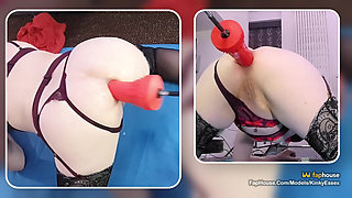 Big Dildo Anal Masturbation on the Fucking Machine