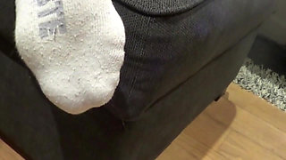 Sucking big cock with sneakers domination