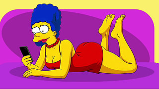 Wife Cheats on Her Husband with a Fitness Trainer. Cartoon. Simpsons Parody
