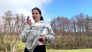 Amateur hottie Mertyxxx gets wild in the park while naked