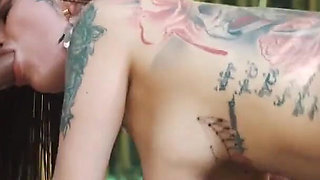 Double penetration by the pool for the horny girl Korinha