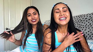 Thai lesbian MILF GFs big ass strapon