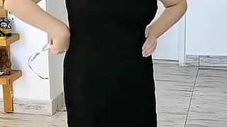 I take off my clothes by very sexy way. Black lingerie and stockings. You can see my naked boobs and pussy