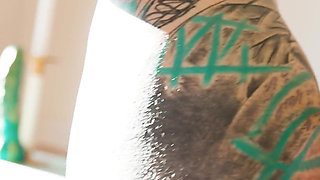 Lesbian Tattoo Goth Girls Intimate Anal Dildo Stretching