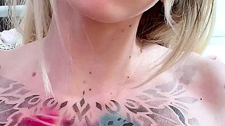 Sexy Blonde Babe With Big Boobs Strips Bra