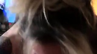 Busty blonde milf gives a great pov handjob