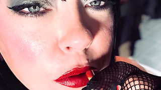 Smoking Mistress Tina Snua Chain Smokes 2 Superking cigarettes In Fishnet Gloves - Smoker smoke BBW Chubby