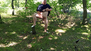 Stepmother in the Park Masturbates Her Pussy to a Powerful Squirt