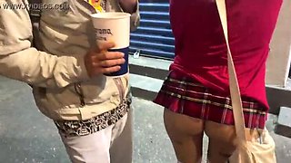 Hot Latina Squirts Hard in Public While Masturbating on the Street