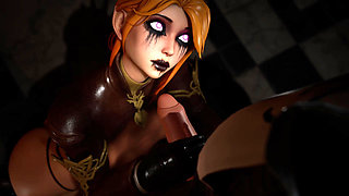 The nun turned into a witch and now sucks the sweet nectar from his penis 3D
