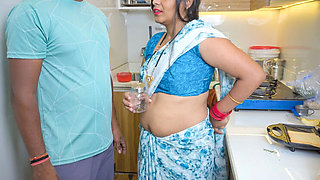 Desi Aunty in Saree Gives Hot Blowjob & Takes Sperm for Daughter-in-Law - Pinki Cute