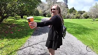 Heidi Blaze Public Flashing With Lovense Lush Remote Vibrator in Nature