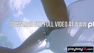 Naked Russian teasing under the water